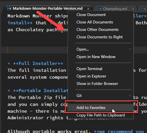 Add To Favorites Context Menu