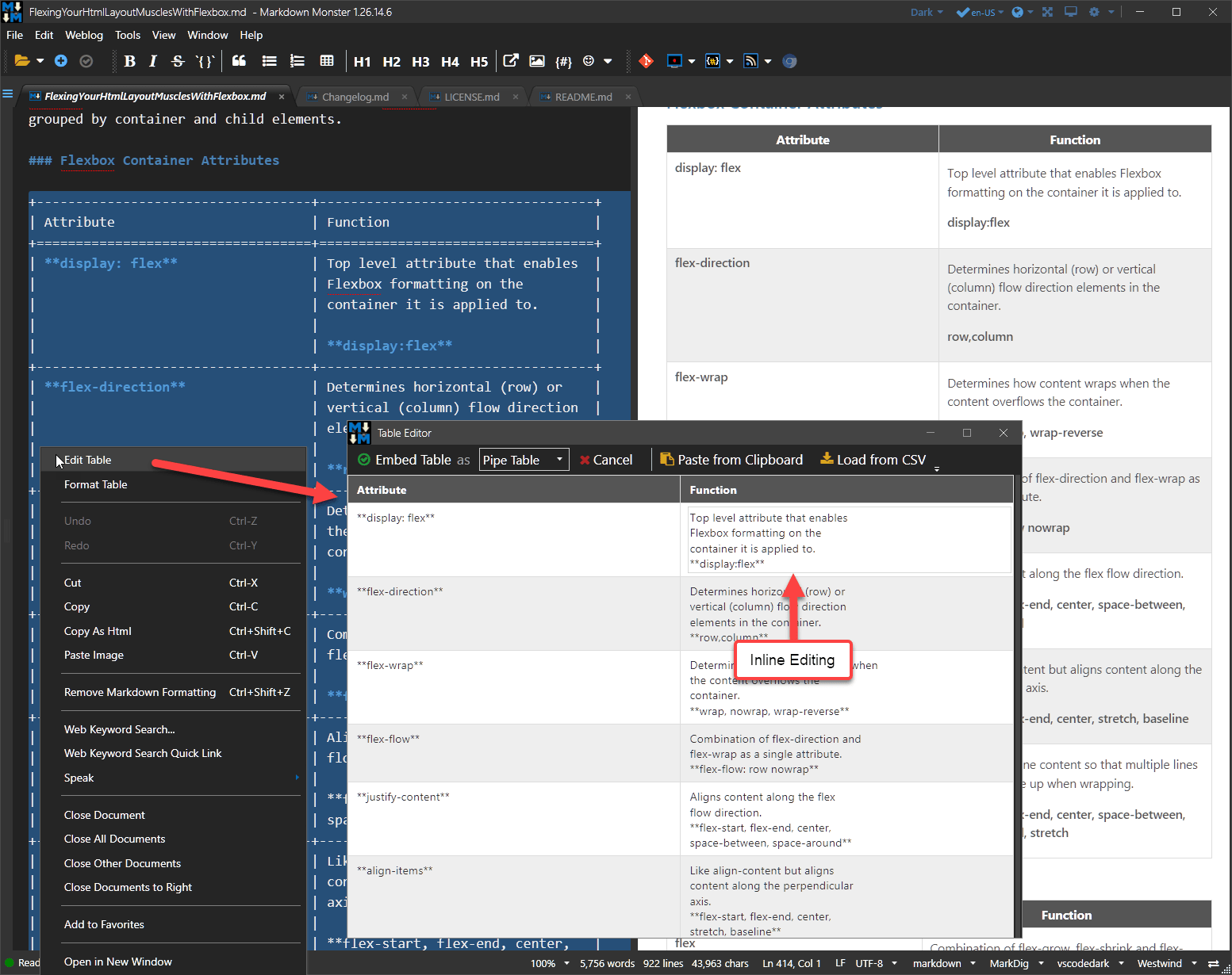 create table in markdown